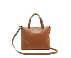 Bolsa Tote Média Costura Ornamental Marrom