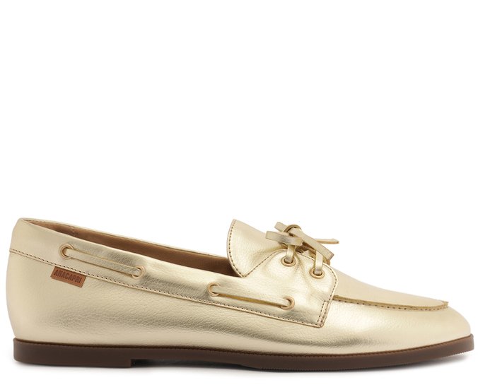 Mocassim Laço Boho Dourado