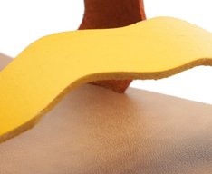 Rasteira Tiras Ondas Sundown Couro Laranja