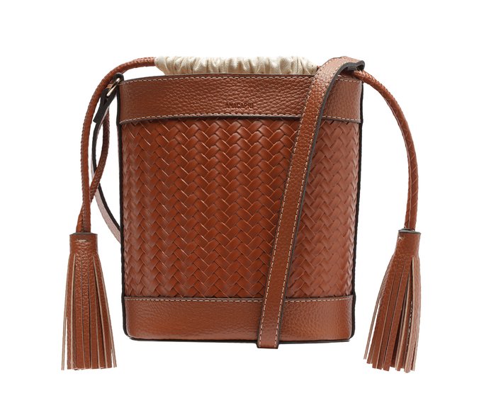 Bolsa Bucket Média Tressê Marrom Caramelo
