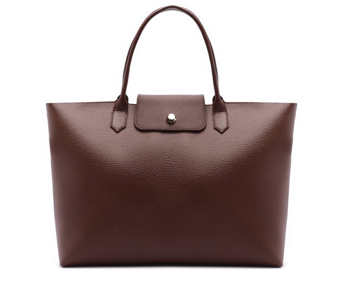 Bolsa Shopping Grande Botão Marrom