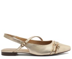 Sapatilha Slingback Fivela Dupla Dourada