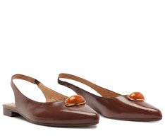 Sapatilha Slingback Pedraria Marrom