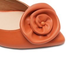 Sapatilha Slingback Bico Fino Flor Laranja Damasco