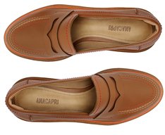 Mocassim Tratorado Marrom Detalhe Laranja Kiara
