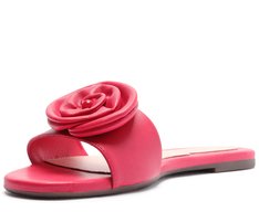 Rasteira Tira Única Flor Rosa