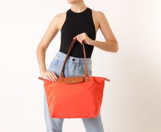 Bolsa Shopping Grande Nylon Botão Laranja
