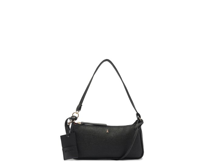 Bolsa Tiracolo Pequena Baguete Metal Preta