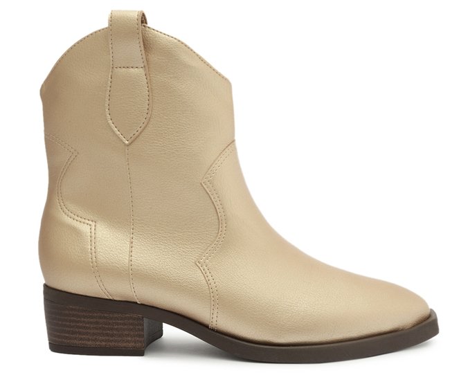 Bota cano online curto dourada