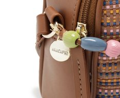 Bolsa Tiracolo Média Missangas Multicolor E Marrom