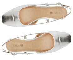 Sapatilha Slingback Salto Bloco Ponta Prata