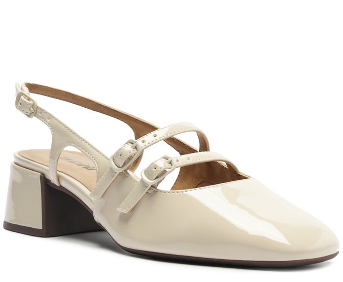 Scarpin Slingback Boneca Verniz Branco Off