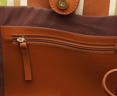 Bolsa Shopping Grande Lona Tricolor Marrom e Verde
