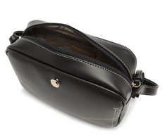 Bolsa Tiracolo Média Costura Ornamental Preta