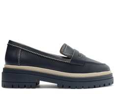 Mocassim Tratorado Azul Detalhe Branco Kiara