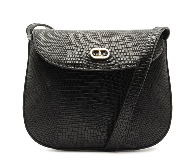Bolsa Tiracolo Média Arredondada Preta