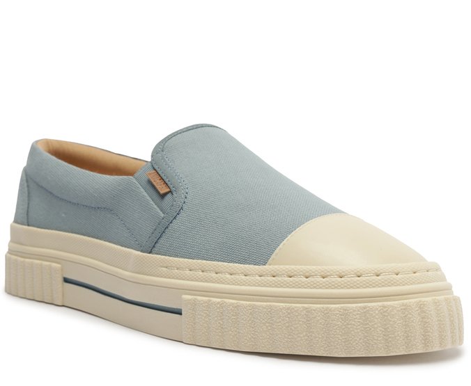 Tênis Slip On Tecido Sola Riscada Azul