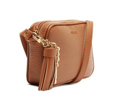 Bolsa Tiracolo Pequena Chaveiro Barbicacho Marrom