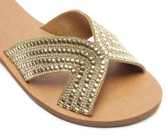 Rasteira Glam Strass Dourada