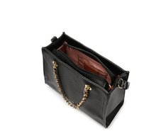 Bolsa Tote Média Alça Acorrentada Preta