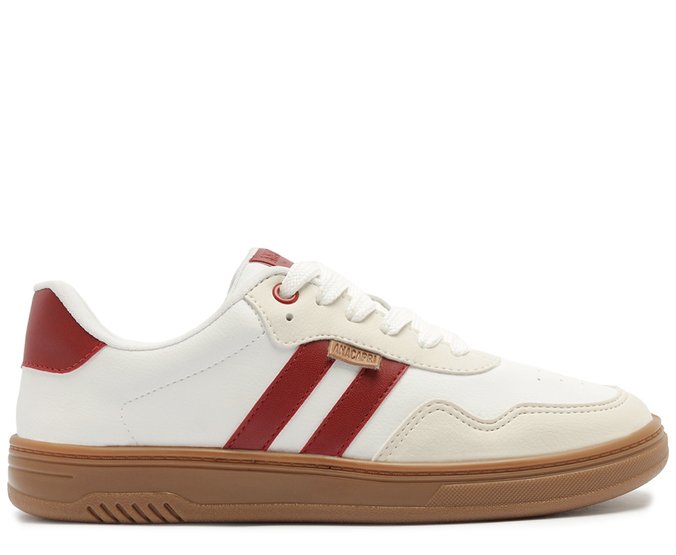 Tênis Listra Dupla Branco e Vermelho