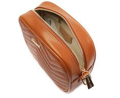 Bolsa Crossbody Média Marrom Matelassê Zig Zag