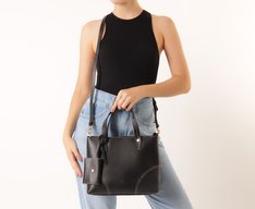 Bolsa Tote Média Costura Ornamental Preta