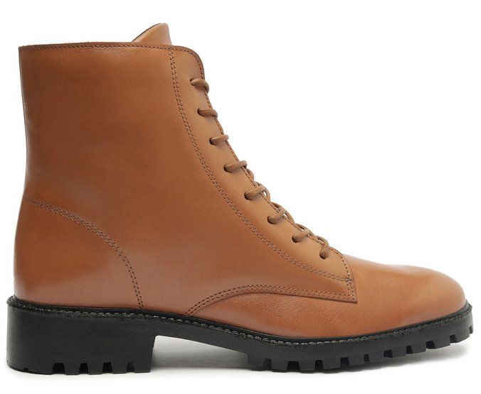 Bota Coturno Couro Marrom