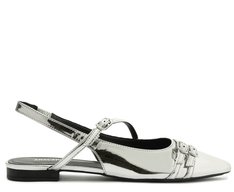 Sapatilha Slingback Fivela Dupla Prateada