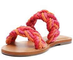 Rasteira Laranja e Rosa Duas Tiras Trançada