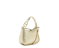 Bolsa Tiracolo Pequena Baguete Tachas Dourada