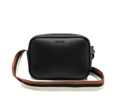 Bolsa Tiracolo Média Alça Bicolor Gorgurão Preta