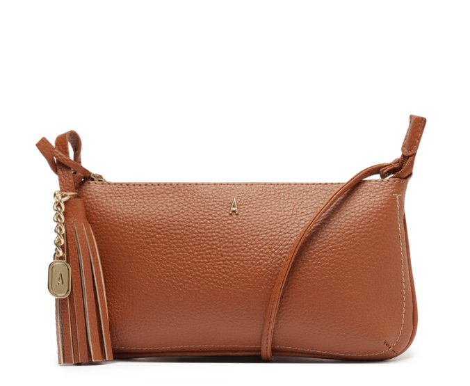 Bolsa Tiracolo Média Detalhe Franja Marrom
