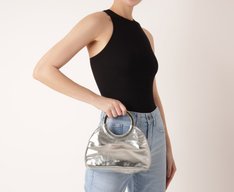 Bolsa Tiracolo Pequena Alça Metal Prata
