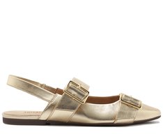 Sapatilha Slingback Tiras Fivela Dourada