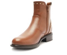 Bota Chelsea Cano Curto Tachas Marrom
