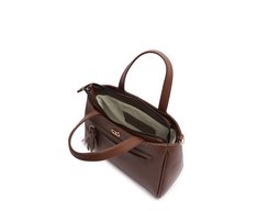 Bolsa Tote Média Bolso Frontal Barbicacho Nero Marrom