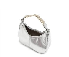 Bolsa Tiracolo Média Ondulada Platino Prata