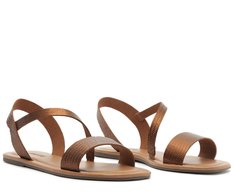 Rasteira Tiras Atanadas Couro Bronze