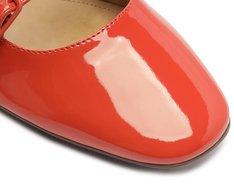 Sapatilha Slingback Bico Quadrado Tiras Verniz Vermelha