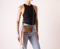 Bolsa Tiracolo Pequena Lenço Decorativo Marrom