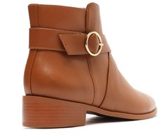 Bota Cano Curto Fivela Entrelaçada Marrom