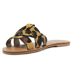 Rasteira Entrelaçada Onça Couro Animal Print
