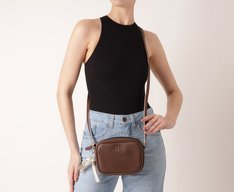 Bolsa Tiracolo Pequena Chaveiro Removível Marrom