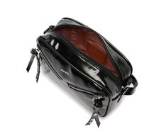 Bolsa Tiracolo Média Fecho Duplo Zíper Preta