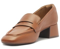 Mocassim Salto Bloco Loafer Marrom