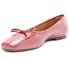 Sapatilha Bico Quadrado Verniz Laço Rosa