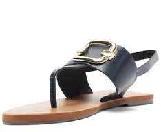 Rasteira Slim Fivela Couro Azul