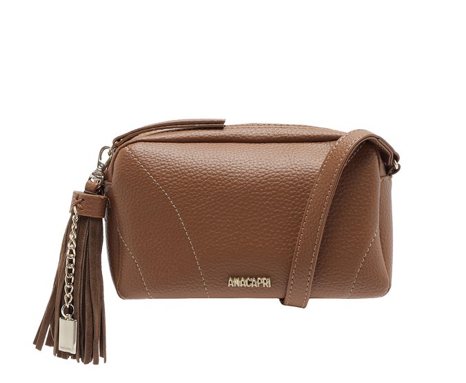 Bolsa Tiracolo Pequena Detalhe Tassel Marrom