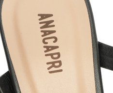 Sandália Salto Bloco Multi Tiras Tachas Preta